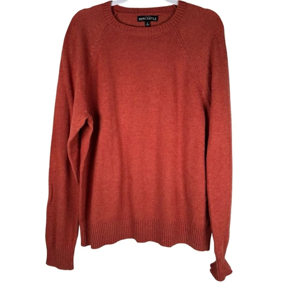 J. Crew Mercantile Lambswool Crewneck Pullover Sweater Rust Red Men’s Size Large